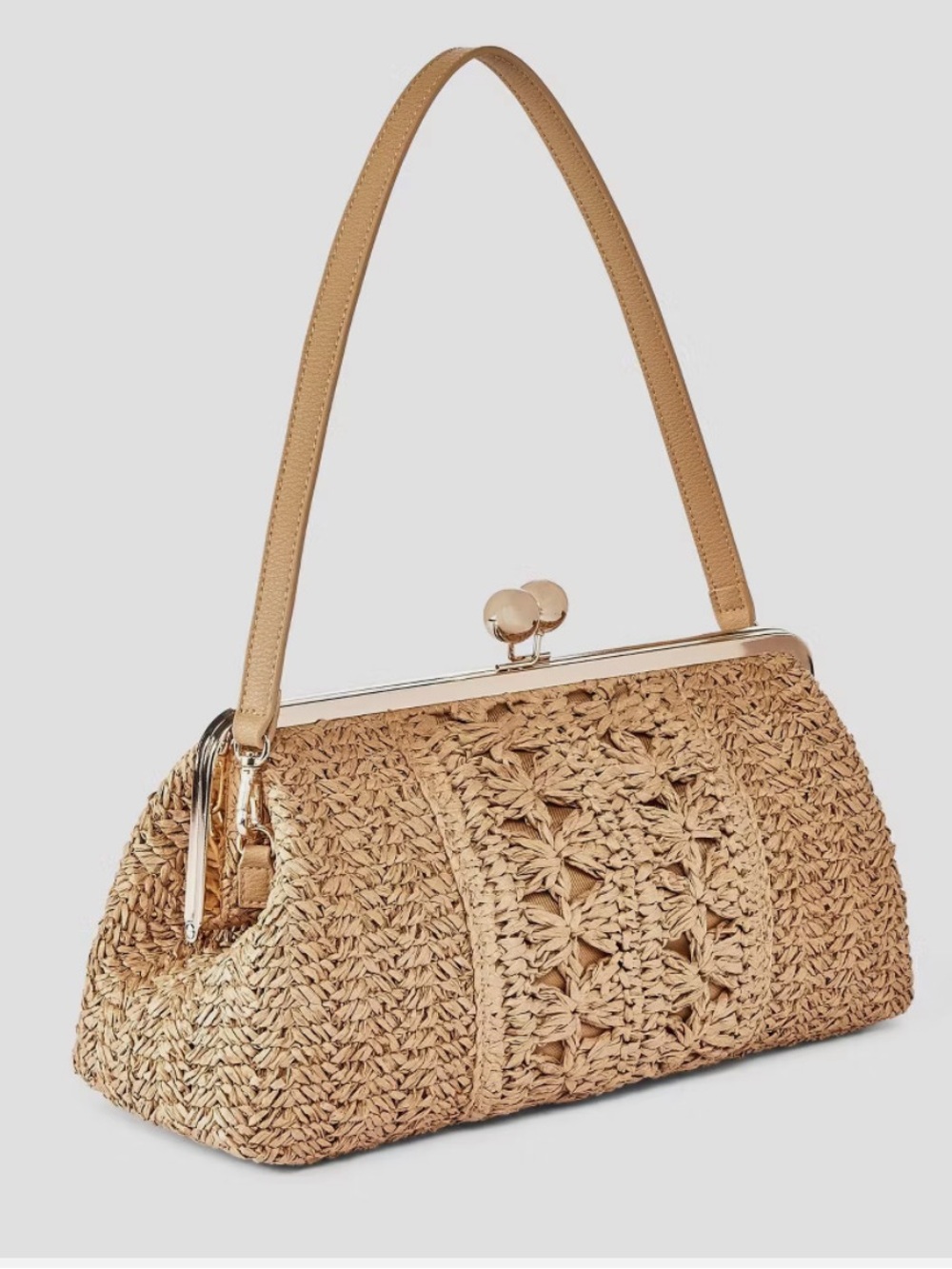 Straw Kiss Lock Clutch Bag - A New Day Natural - Picture 2 of 5